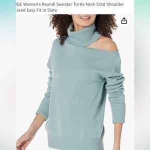 PAIGE Raundi Sweater Turtle Neck Cold Shoulder Relaxed Fit in Slate in small…